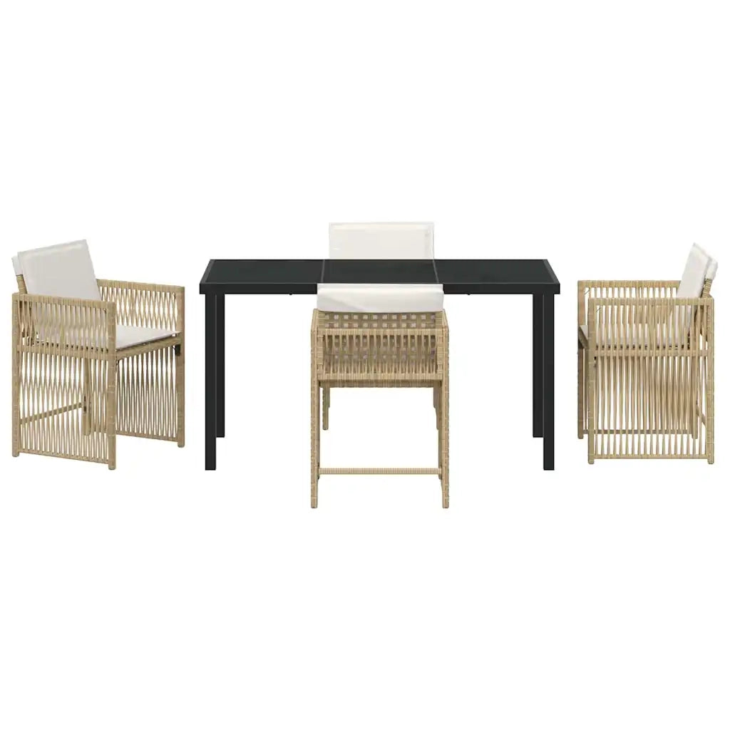 Set da Pranzo per Giardino 5 pcs Beige polyrattan