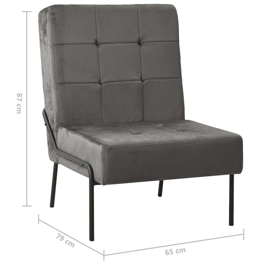 Poltrona Relax 65x79x87 cm Grigio Scuro in Velluto 325771