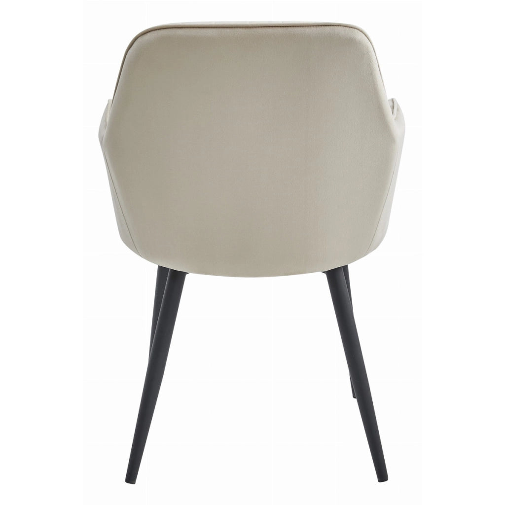 Poltroncina Lugo in velluto beige e gambe nere