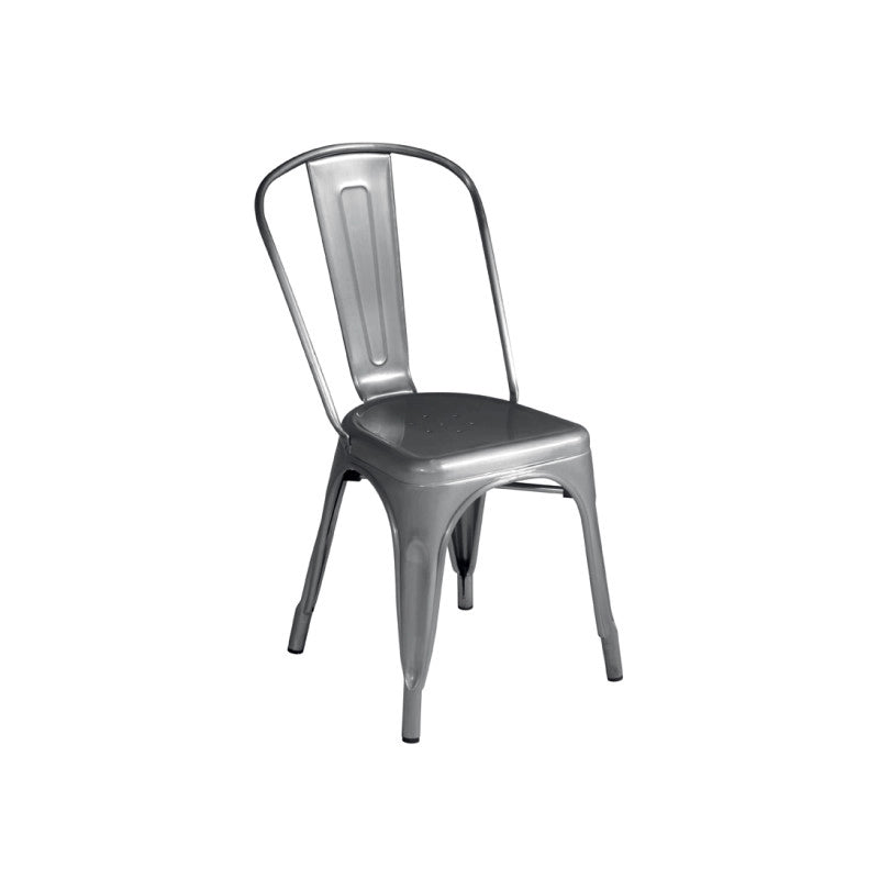 Set Di 4 Sedie Lamiera Impilabile Silver Moia