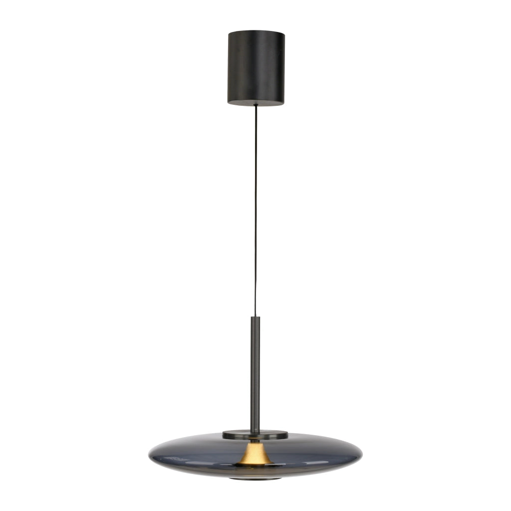 Lampada a sospensione ellisse grigia vetro LED 18W telecomando