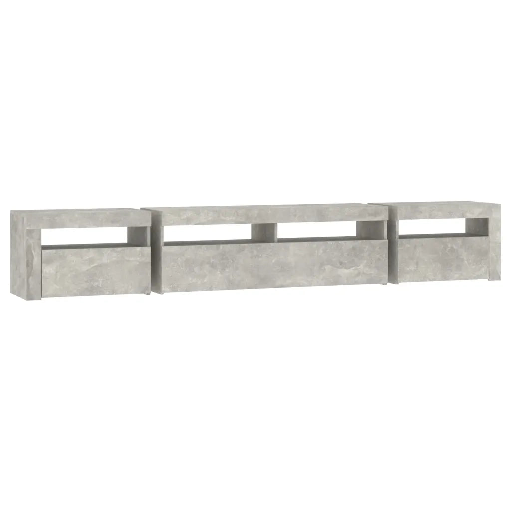 Mobile Porta TV con Luci LED-Mobile per TV-Credenza TV Grigio Cemento 240x35x40 cm