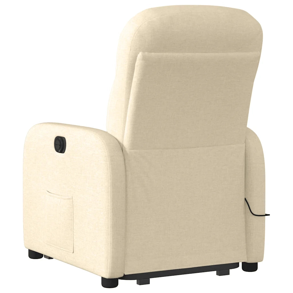 Poltrona Alzapersona Massaggiante Reclinabile Crema in Tessuto 3302990