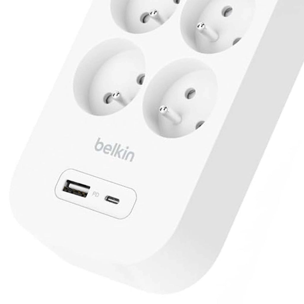 Multipresa Protezione Sovratensioni 8 Prese Tipo E USB-C / USB-A Cavo 2m Bianco Belkin