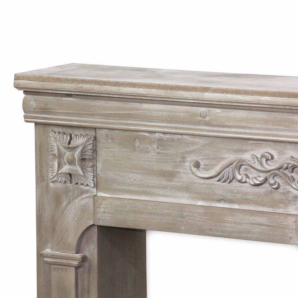Cornice per caminetto effetto legno, marrone sbiancato