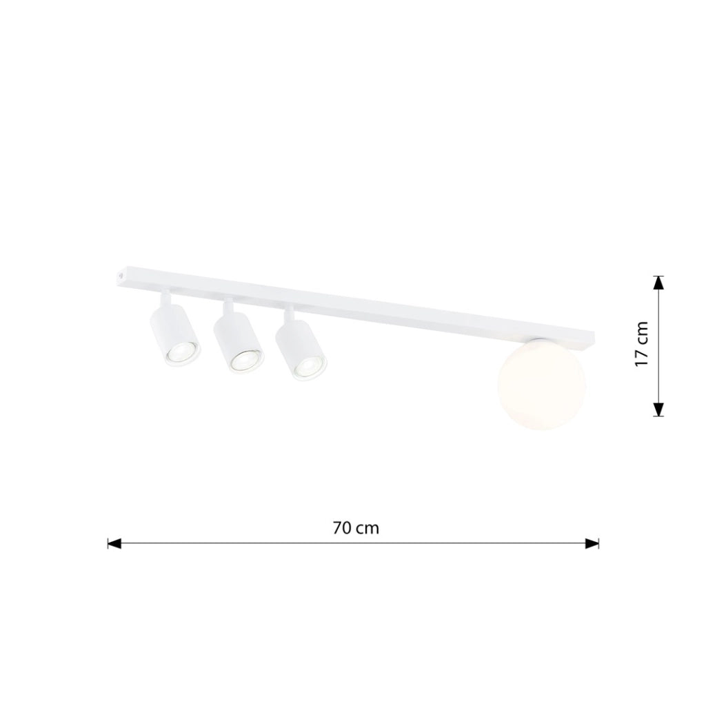 Plafoniera bianca BASTER 70 cm 4 luci GU10/E14 Emibig