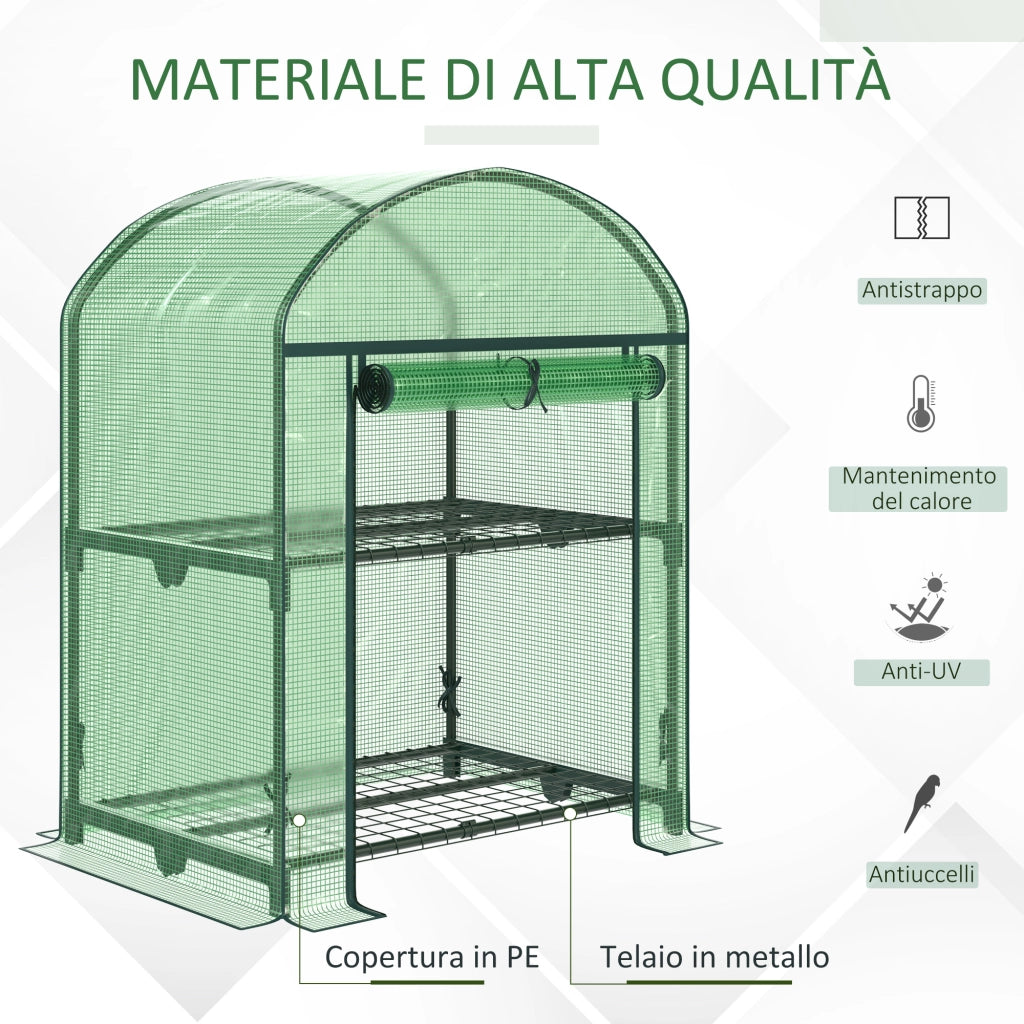 Serra da Giardino con Ripiani ¨C Minimal ¨C Verde, Metallo, 69x49x92cm