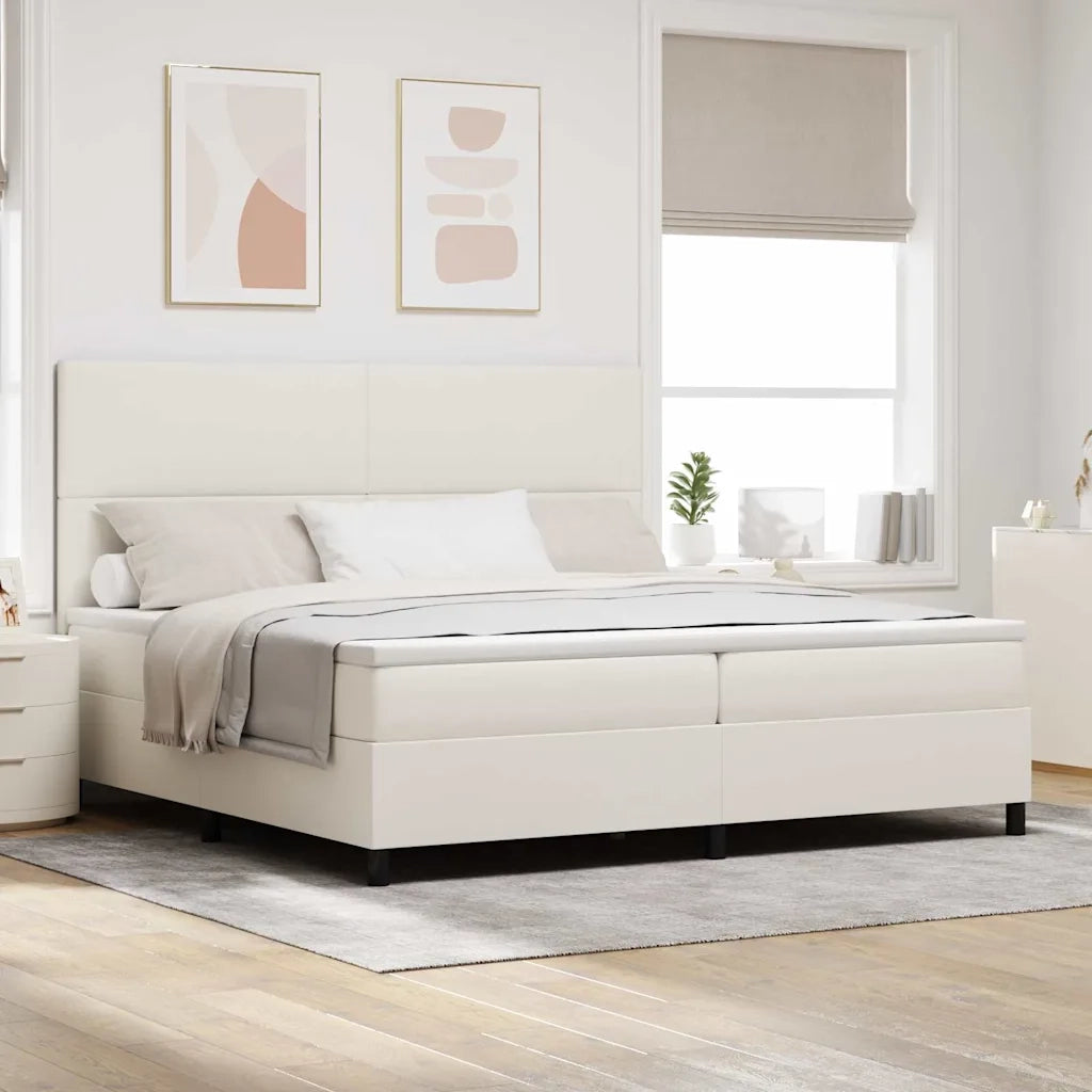 Letto a molle Crema e Bianco 200 x 200 cm Tessuto in Cords 3337573