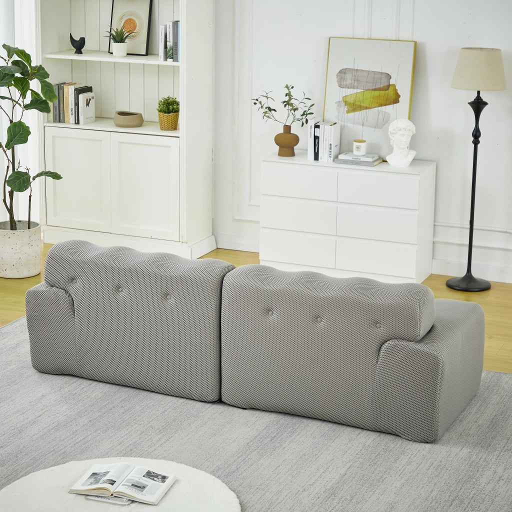 Divano 2 Posti Cloud con Braccioli Larghi e Bottoni ¨C MINIMAL ¨C Grigio
