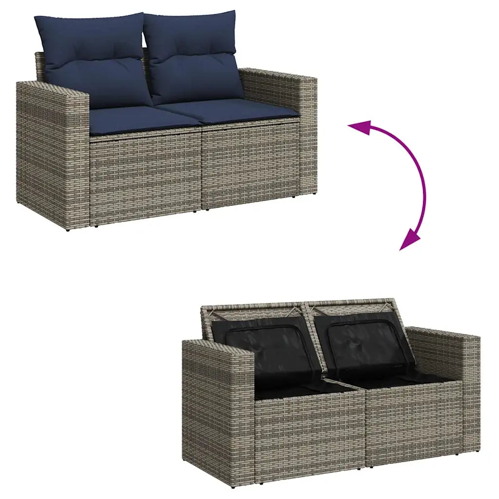 Set Divano da Giardino 6 pz con Cuscini Grigio in Polyrattan 3325785