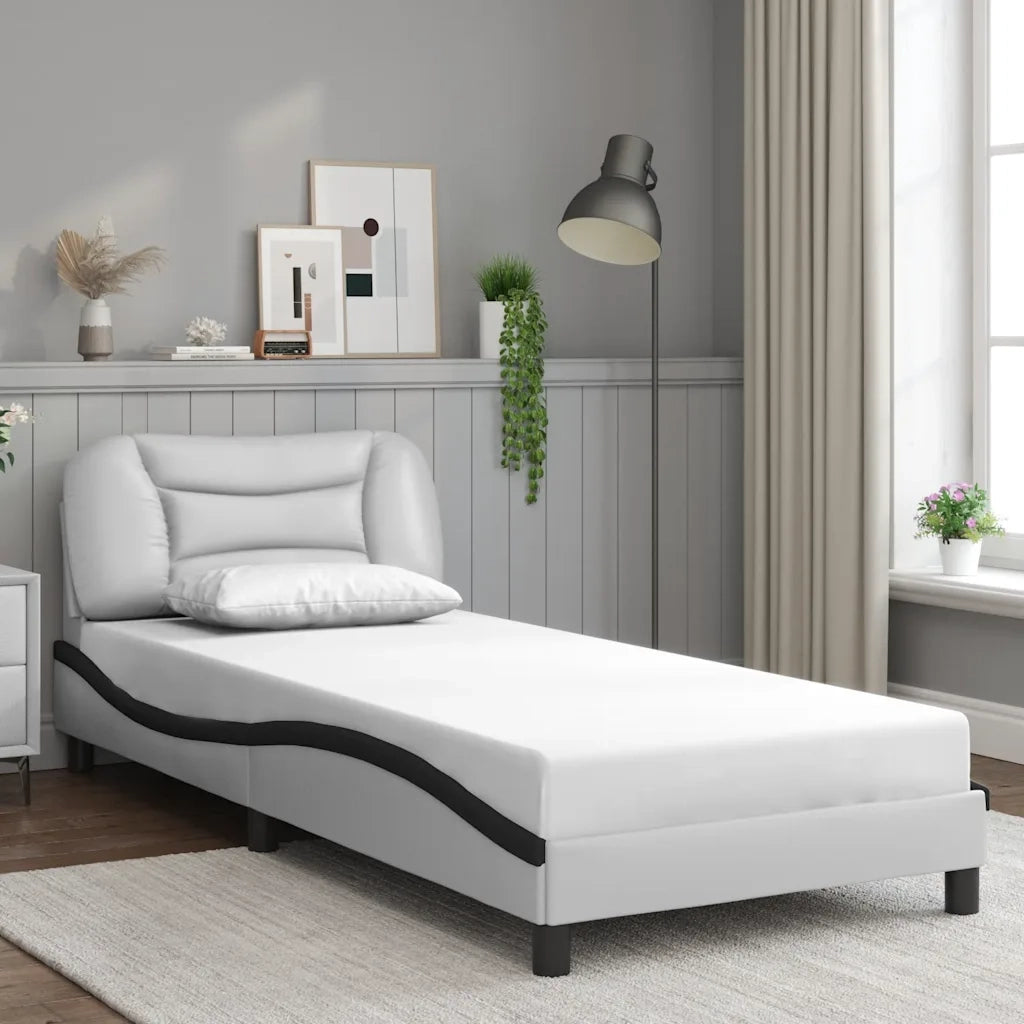 Giroletto senza Materasso Hvar Nero e Bianco 90x190 cm in Similpelle