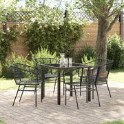 Set da Pranzo per Giardino 5 pcs Nero polyrattan