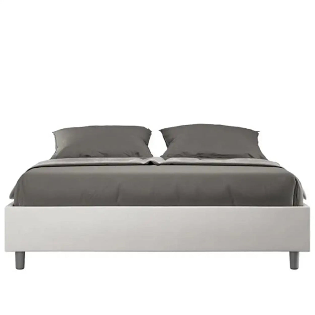 Letto matrimoniale contenitore imbottito 160x200 similpelle bianco Azelia
