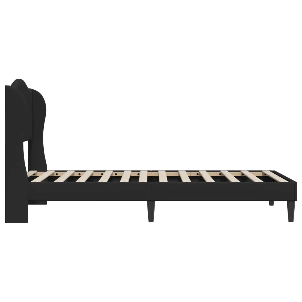 Struttura del letto con testiera-Giroletto Nero 80 x 200 cm Similpelle