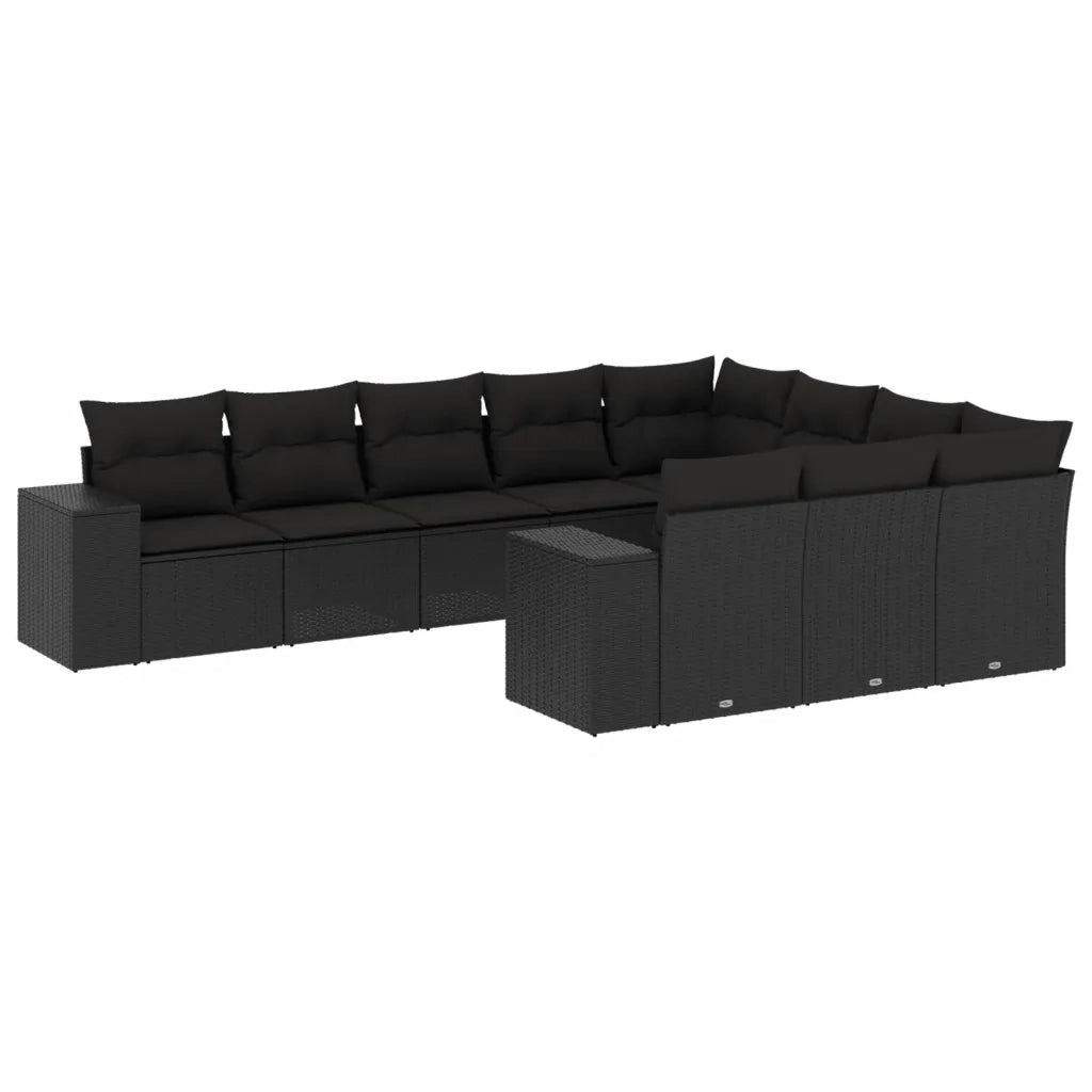 Set Divani da Giardino 10pz con Cuscini in Polyrattan Nero 3255422