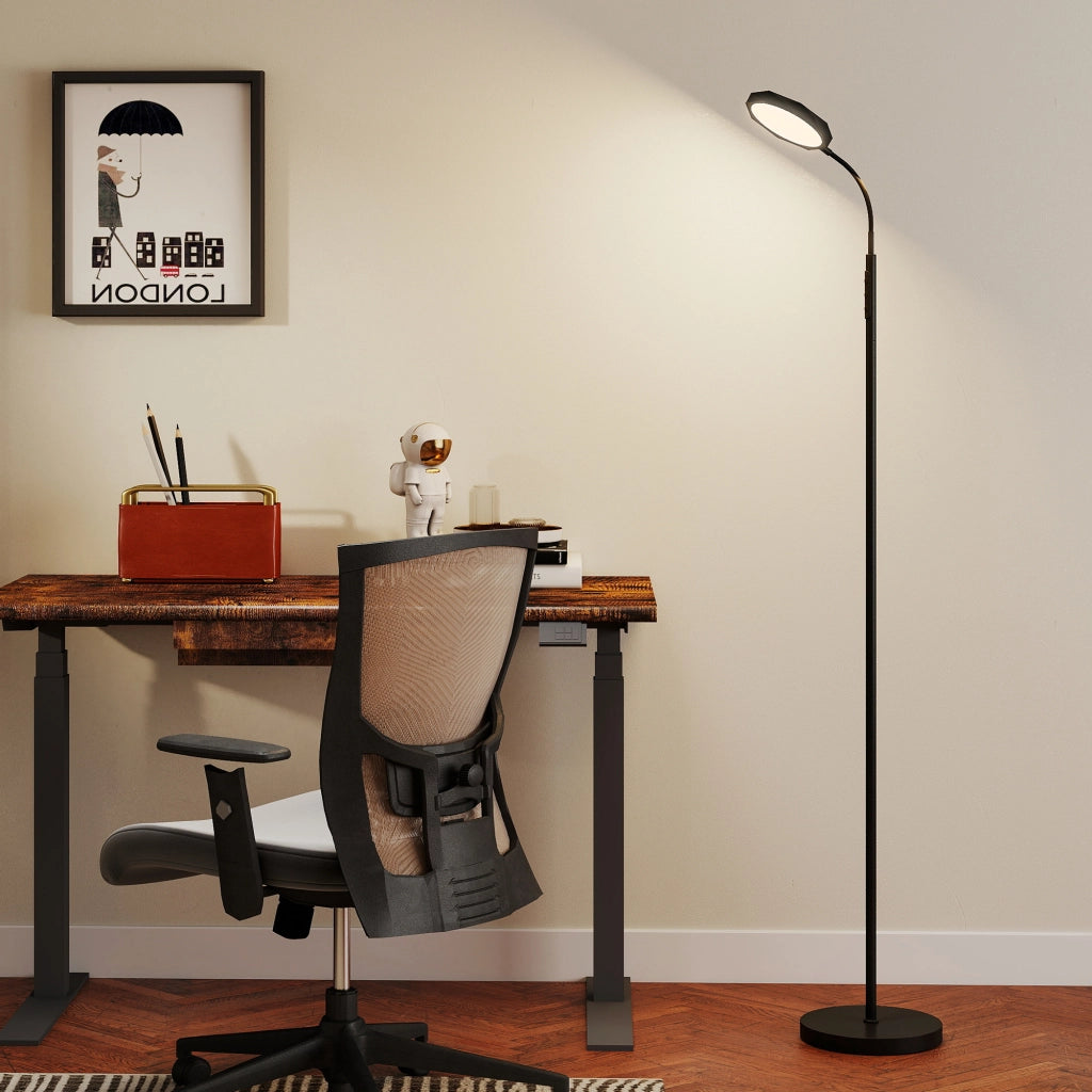 Lampada da Terra LED ¨C Xylo ¨C Telecomando, Testa Girevole, Dimmerabile, Nero