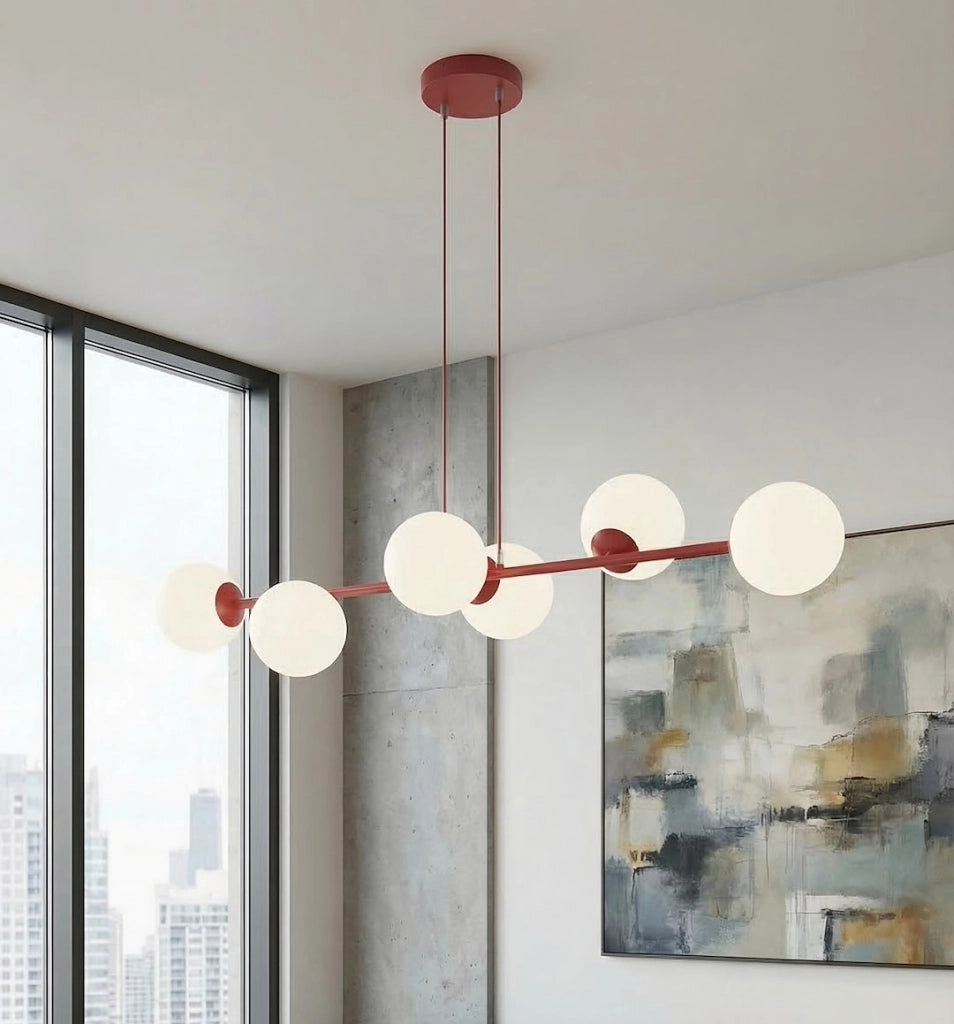 Lampada a sospensione Magnus 6xE14 bordeaux Emibig