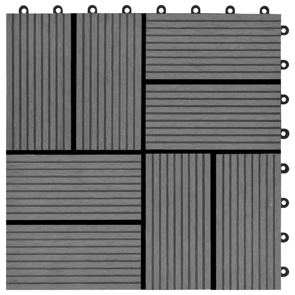 Piastrella per Decking 11 pz Grigio 30 x 30 cm WPC CFW2196044