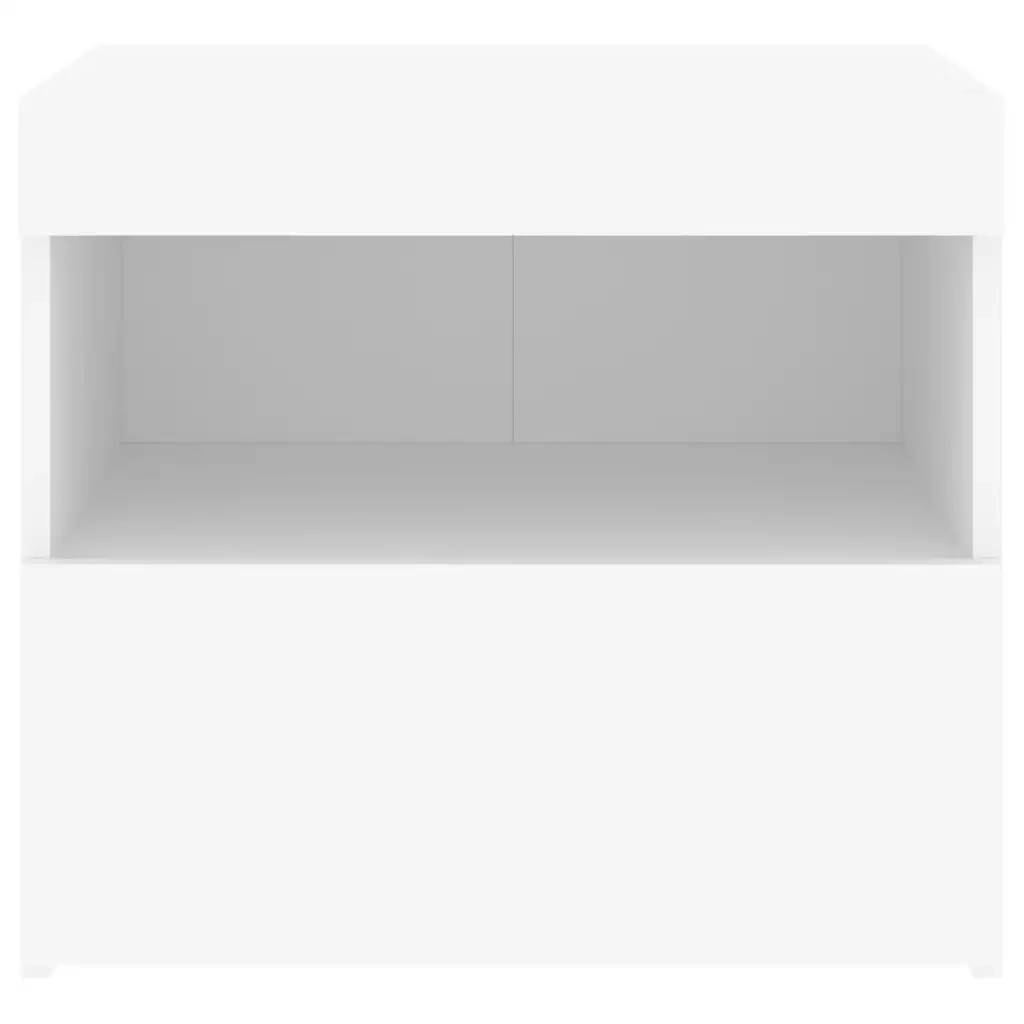 Set di 2 Comodini | Armadio da Notte | Mobiletto da notte con Luci LED Bianchi 50x40x45 cm