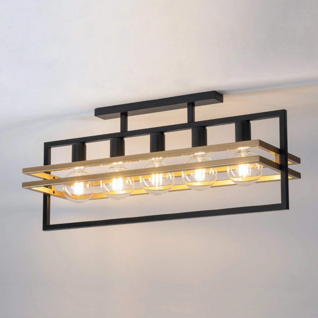 Plafoniera loft Merci 5 luci nero/oro E27 Sigma Lighting