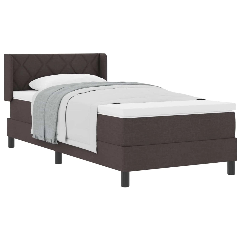 Letto a molle con testiera Marrone Scuro 200 x 90 cm Tessuto 3341149