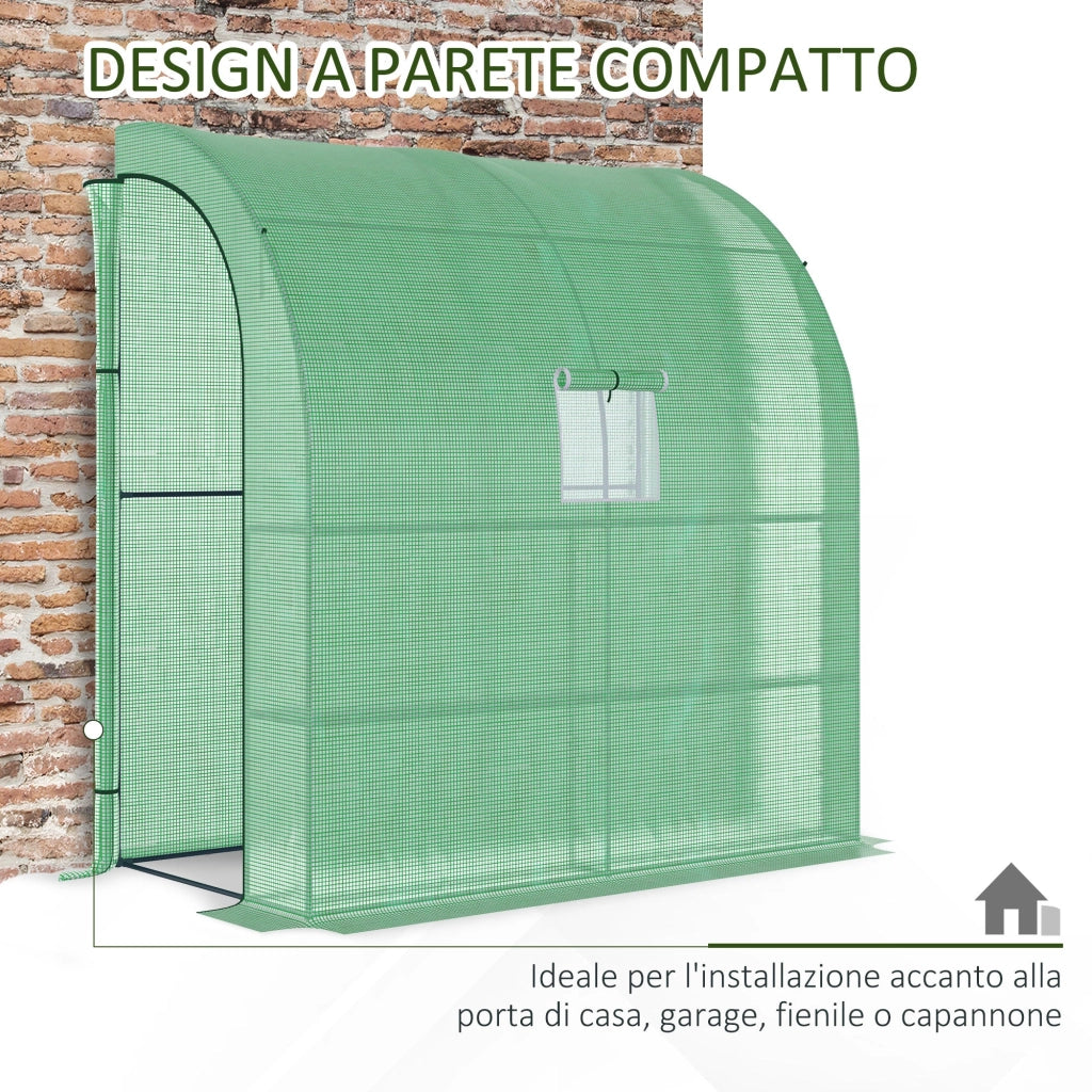 Serra da Parete 2 Ripiani 200x100x213cm in Acciaio e PE Verde