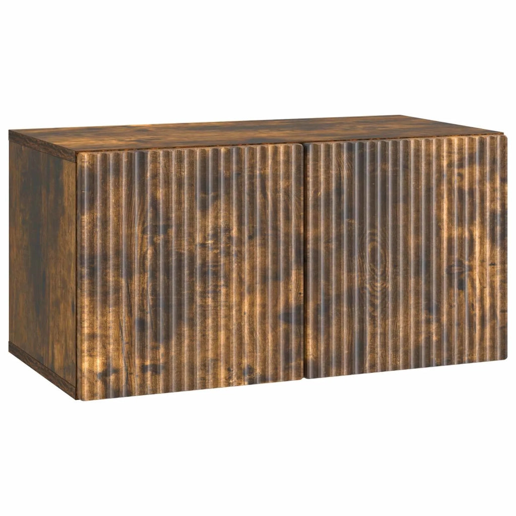 Mobile Porta TV da Muro-Credenza per TV sospesa Rovere Fumo 59,5 x 31 x 30 cm 573290