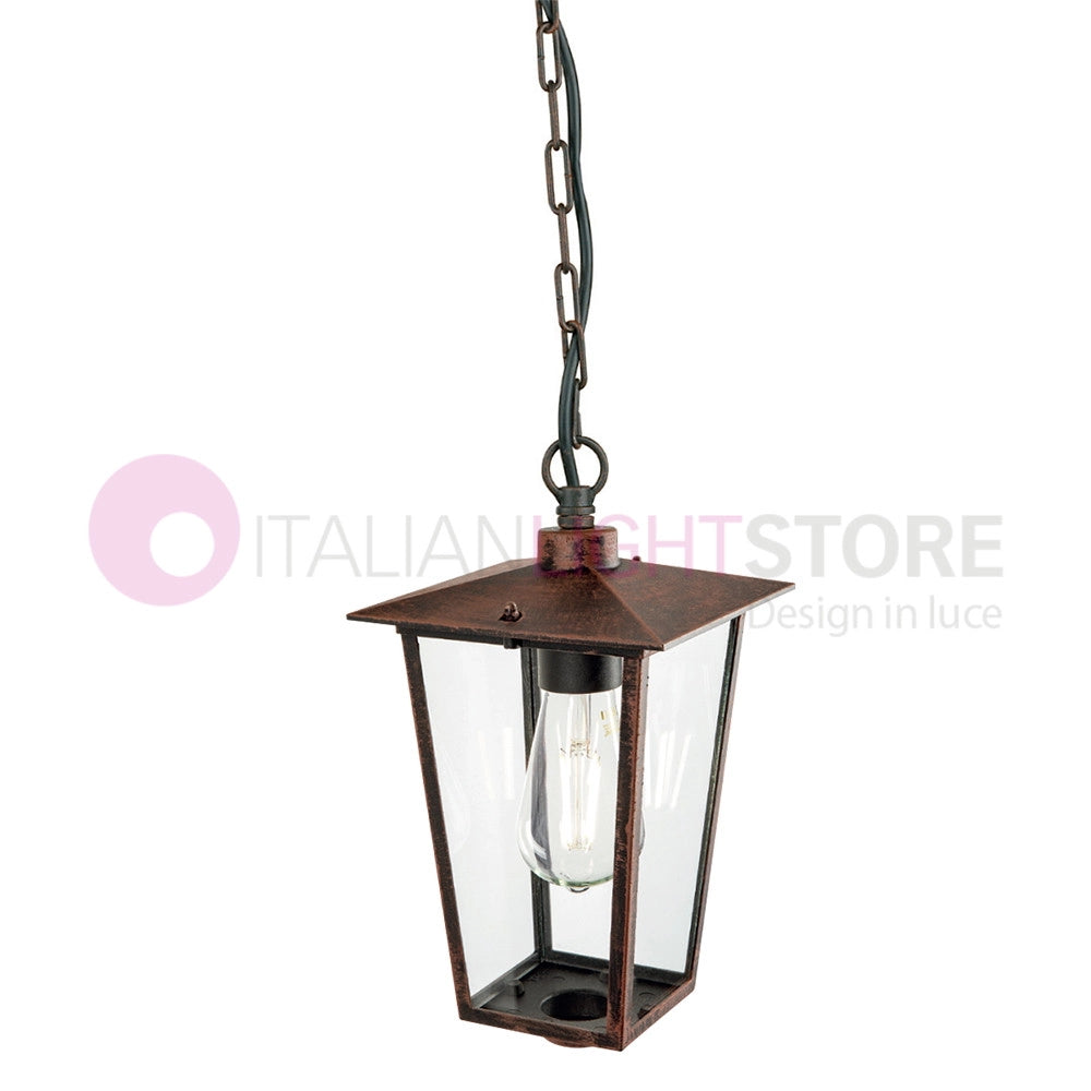 RIBOT RUGGINE Sospensione Lanterna per Esterni Design Classico