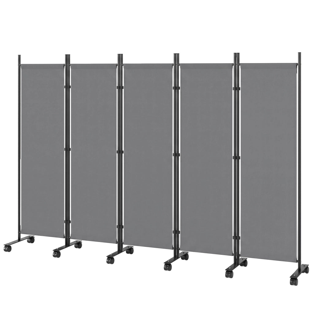 Paravent Pieghevole ¨C zephmum ¨C Grigio, Acciaio e Poliestere, 252x170 cm