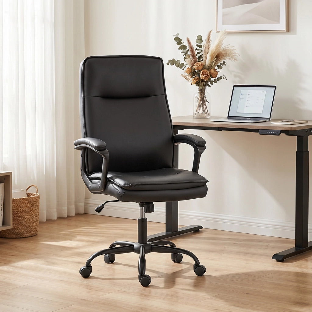Poltrona da ufficio ergonomica ¨C Xylo ¨C Pelle scamosciata, nera, regolabile