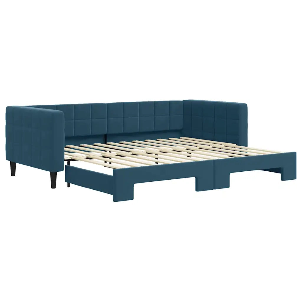 Divano Letto con Letto Estraibile Blu 90x200 cm in Velluto 3196690