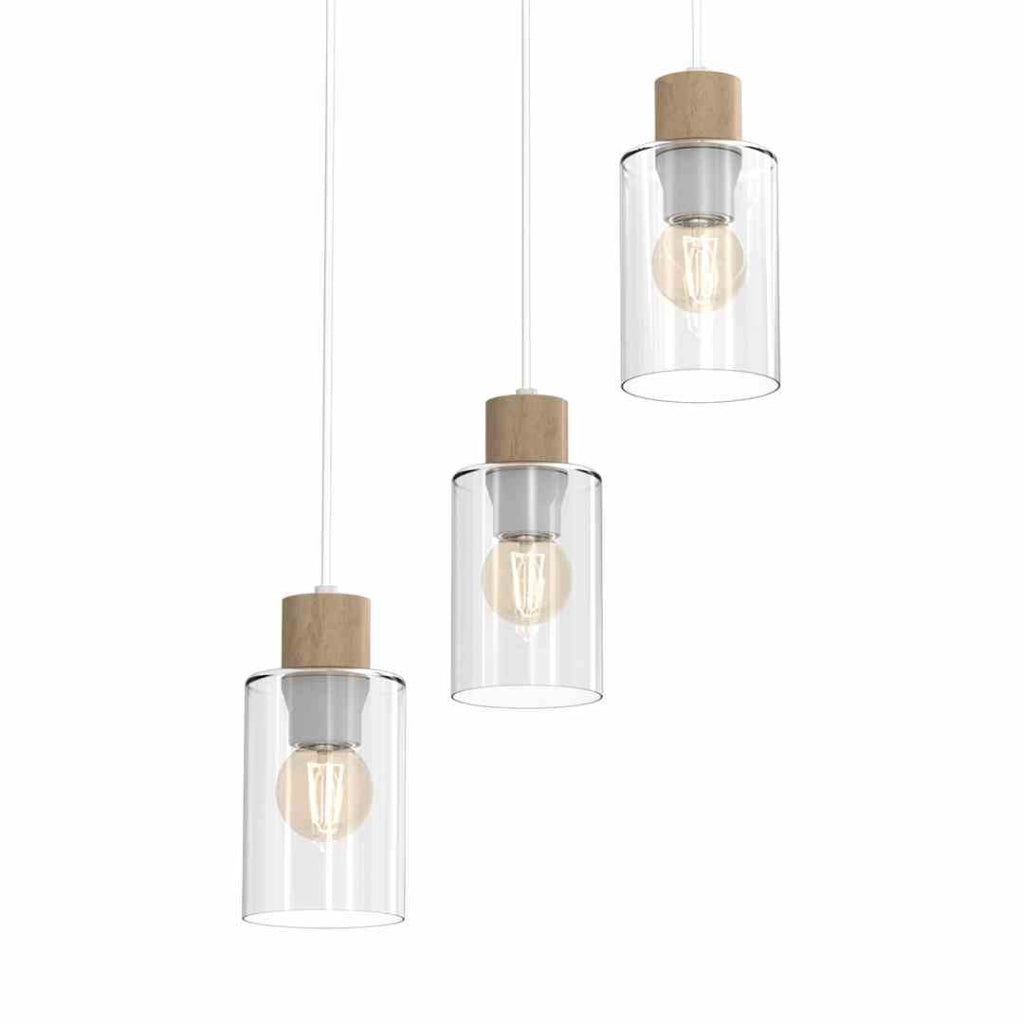 Lampada a sospensione Milagro Madera 3xE27 Ø30cm bianca