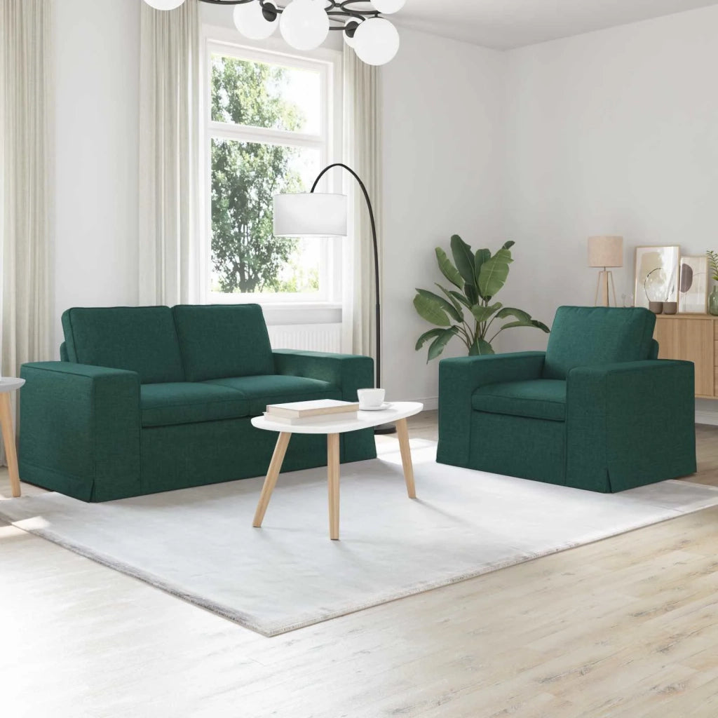 Set di divani 2 pcs Verde Scuro 162 x 80 x 82 cm Tessuto 3407503