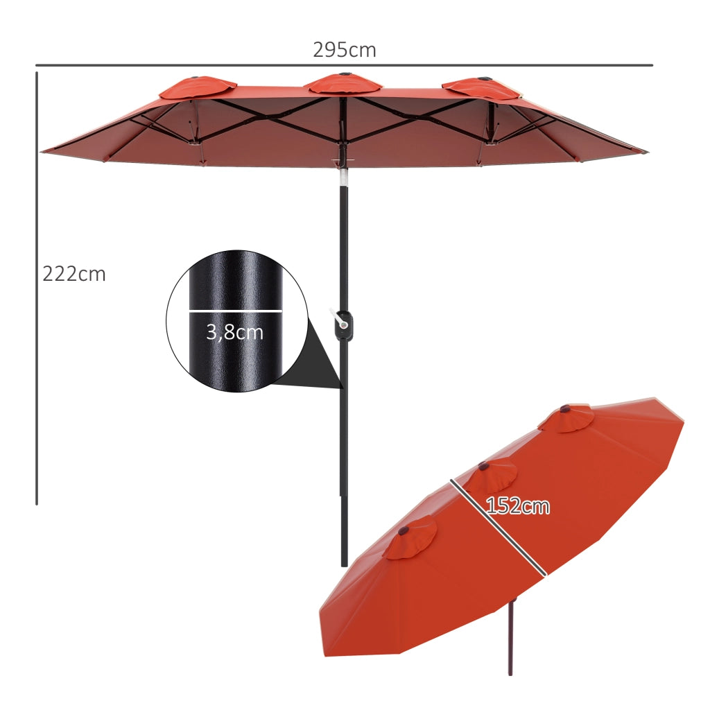 Ombrellone da Giardino Doppio ¨C zephmum ¨C Rosso 295x152x222 cm