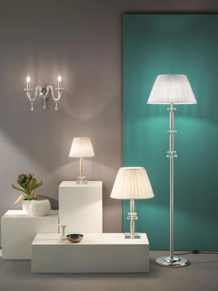 PIANTANA DIDO 1 LUCE CRISTALLO E ORO ATTACCO  E27 D.45CM