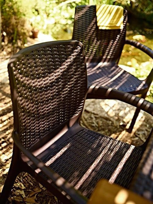 Sedia Poltrona da Giardino Melody Resina Effetto Rattan Colore Marrone Resistente ai Raggi UV Keter