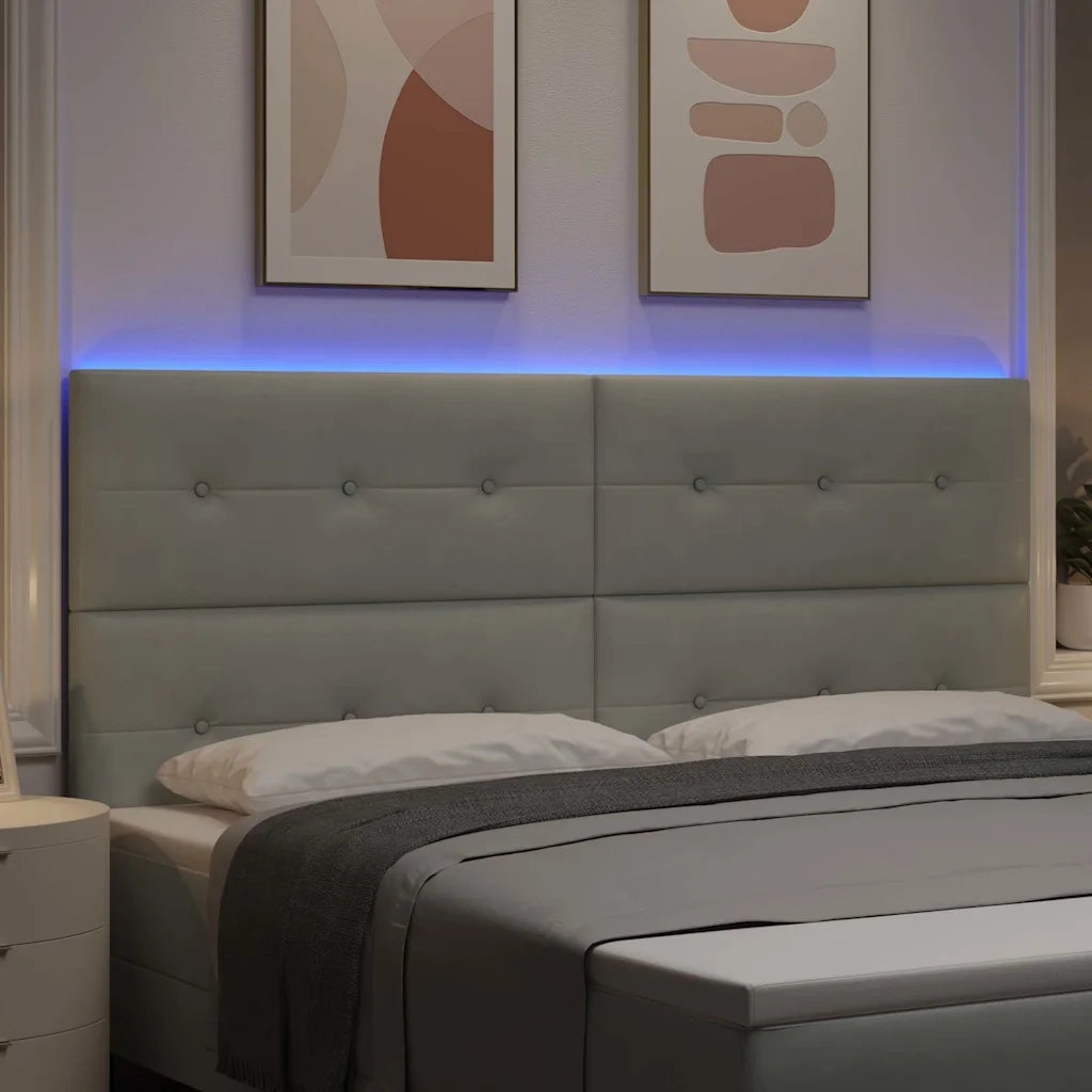 Testiera | Testata LED con strisce LED Grigio chiaro 200 cm Velluto