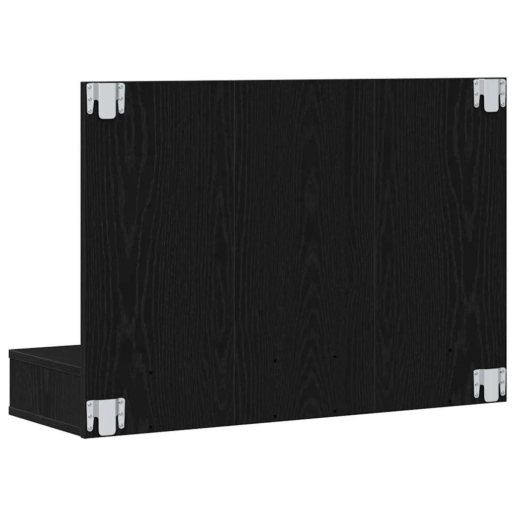 Mobiletto per specchio-Mensola con Specchio Rovere Nero 90 x 31,5 x 62 cm