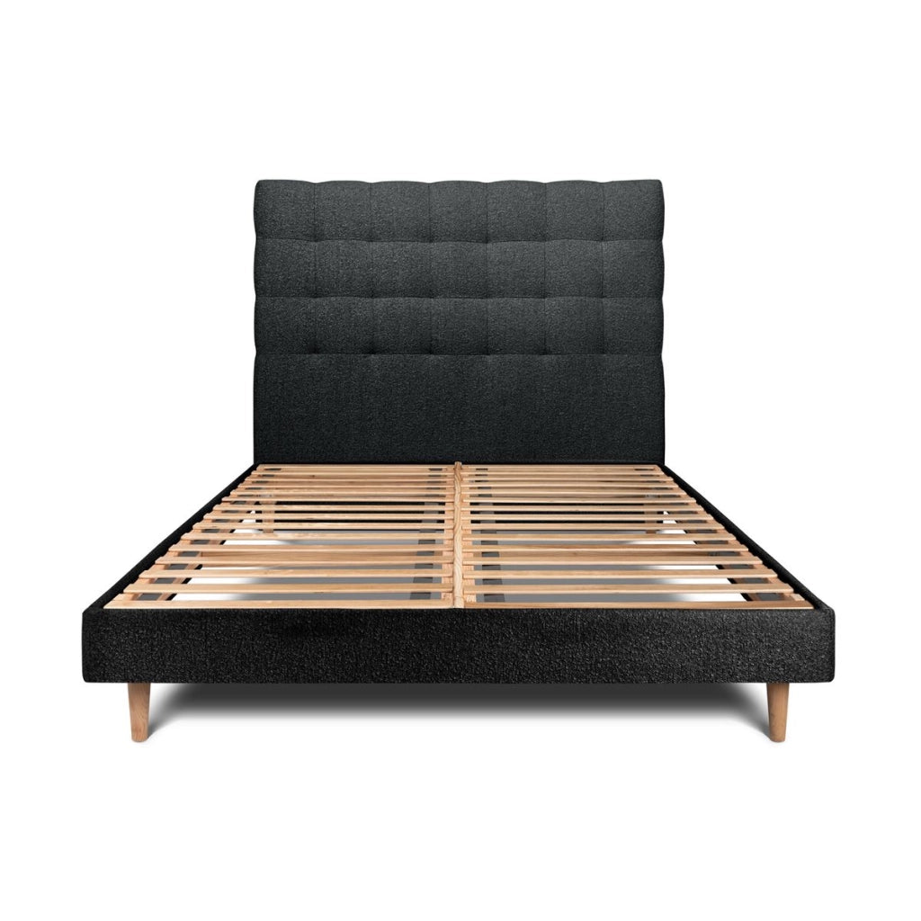 Letto 200x200 cm con testata imbottita - tessuto bouclé