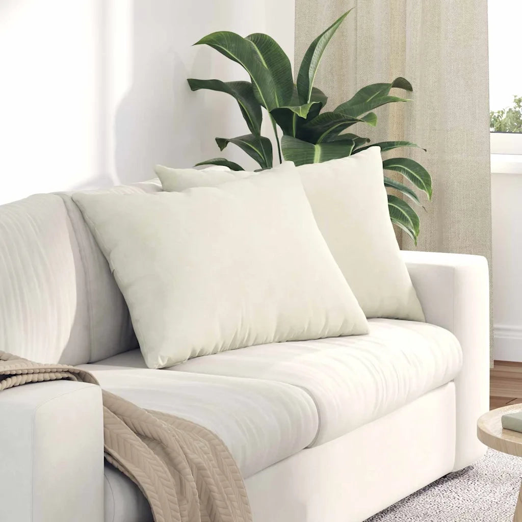 Cuscini da Divano 2 pz-Set di 2 Cuscini per Sofa Crema 70 x 50 cm Tessuto in Cords 194088