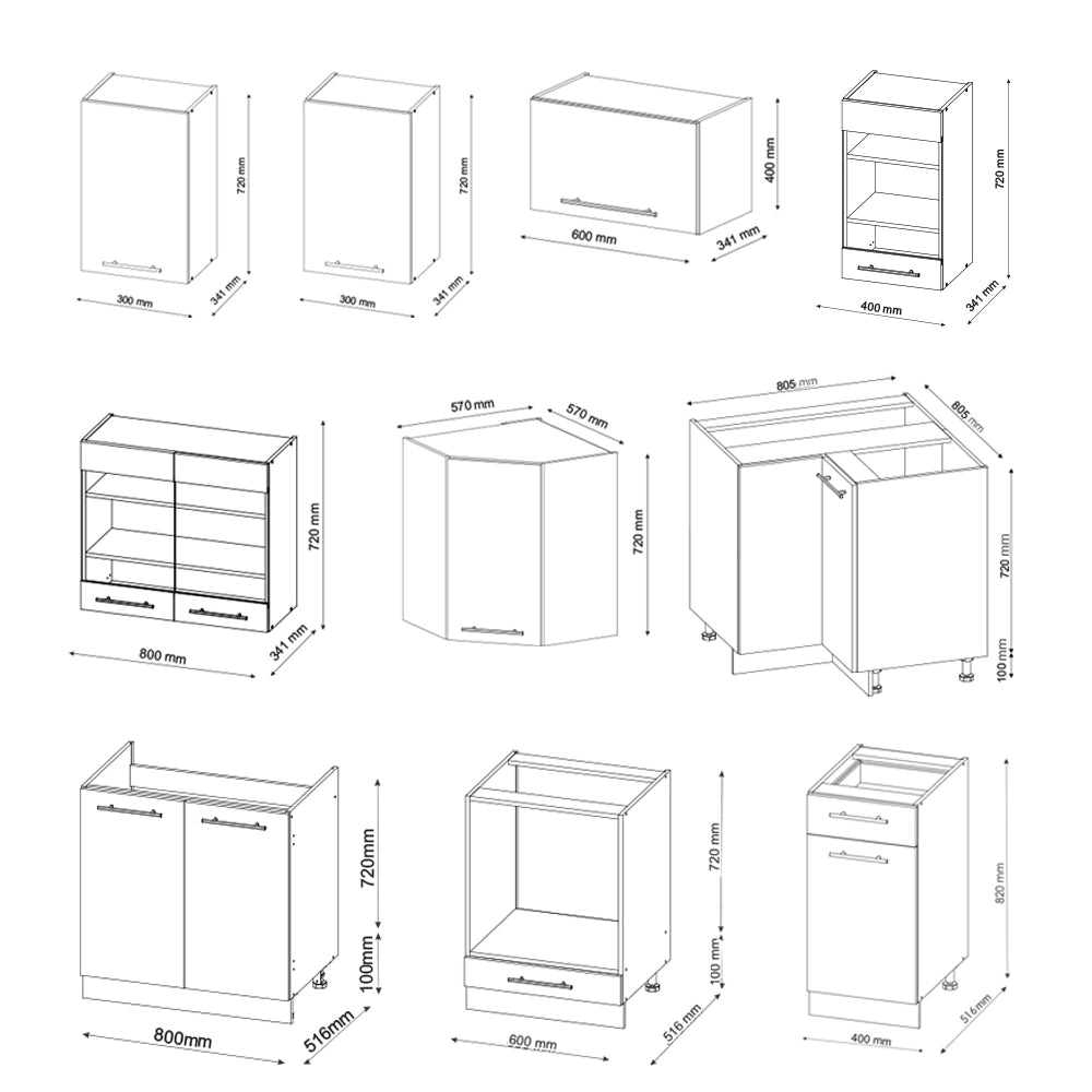 Cucina angolare completa Fame-Line Verde-oro rustico/Bianco 190 x 46 cm senza piano di lavoro Vicco