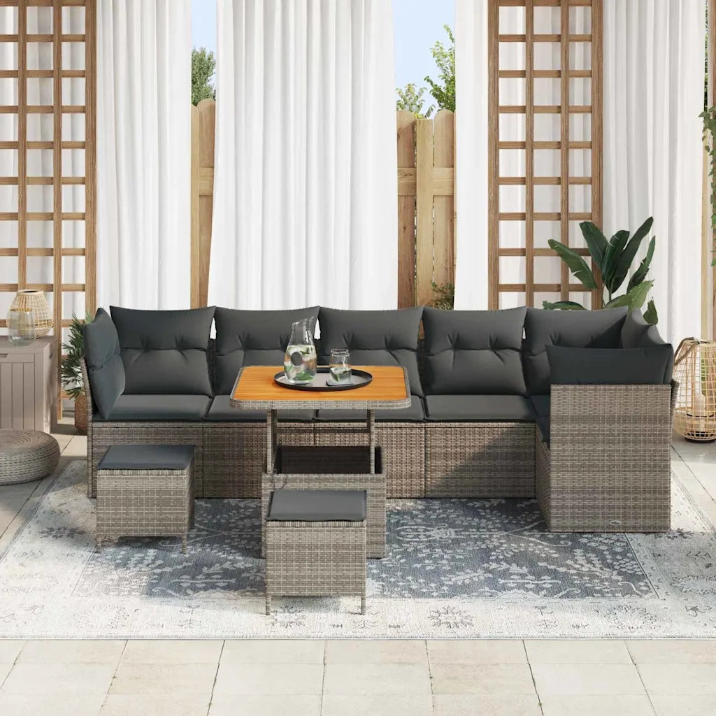 Set Divano da Giardino con cuscino 9 pcs Grigio 3363453