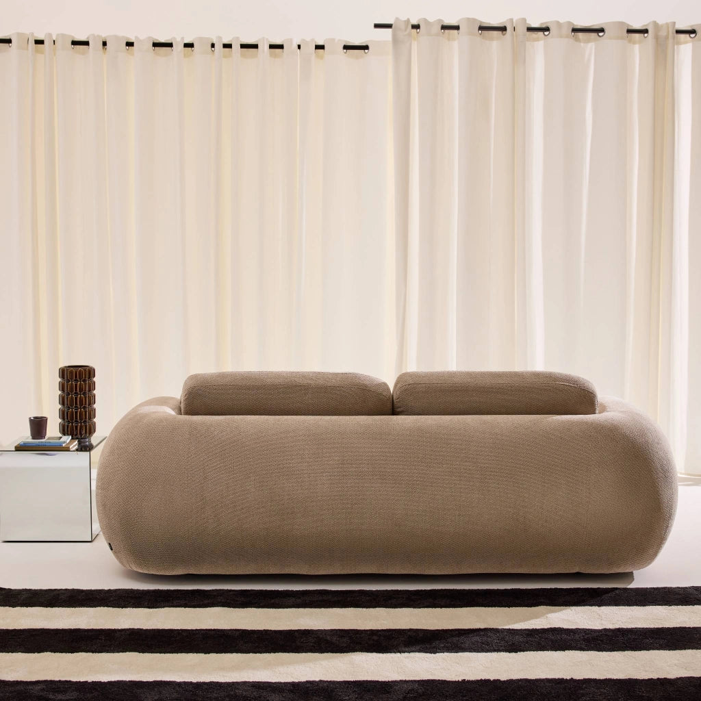 Divano in tessuto ciniglia, 3 posti, beige