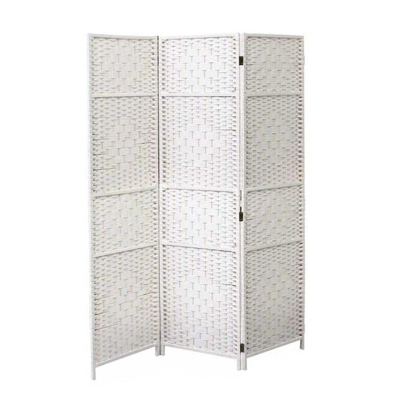 SEPARE IN VIMINI DA INTERNO CON 3 PANNELLI E STRUTTURA DA 135X180 CM BIANCO