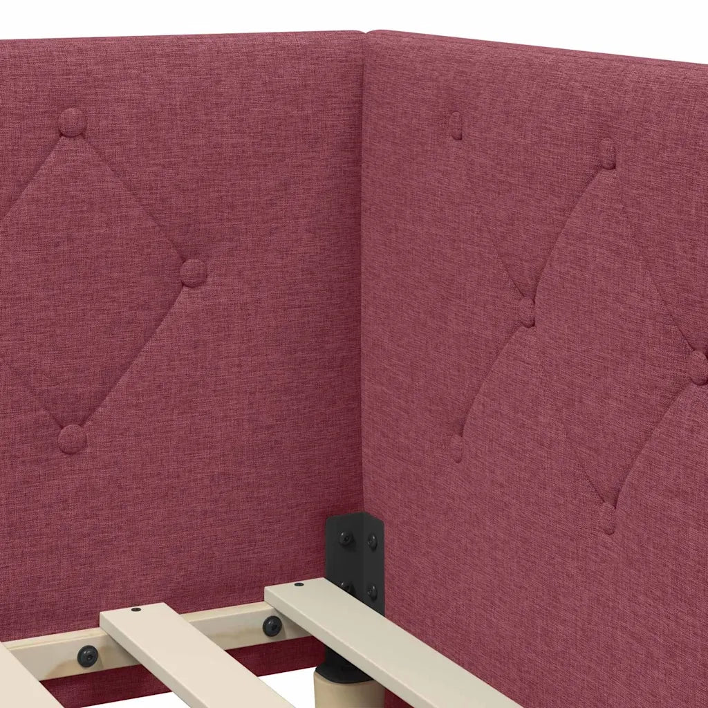 Cornice del letto ad angolo Rosso Vino 90 x 190 cm Tessuto 42016490