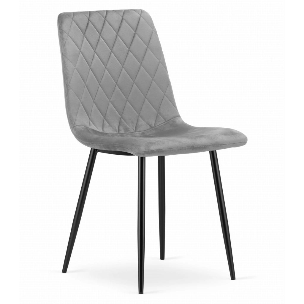 Sedia Turin in velluto grigio chiaro con gambe nere