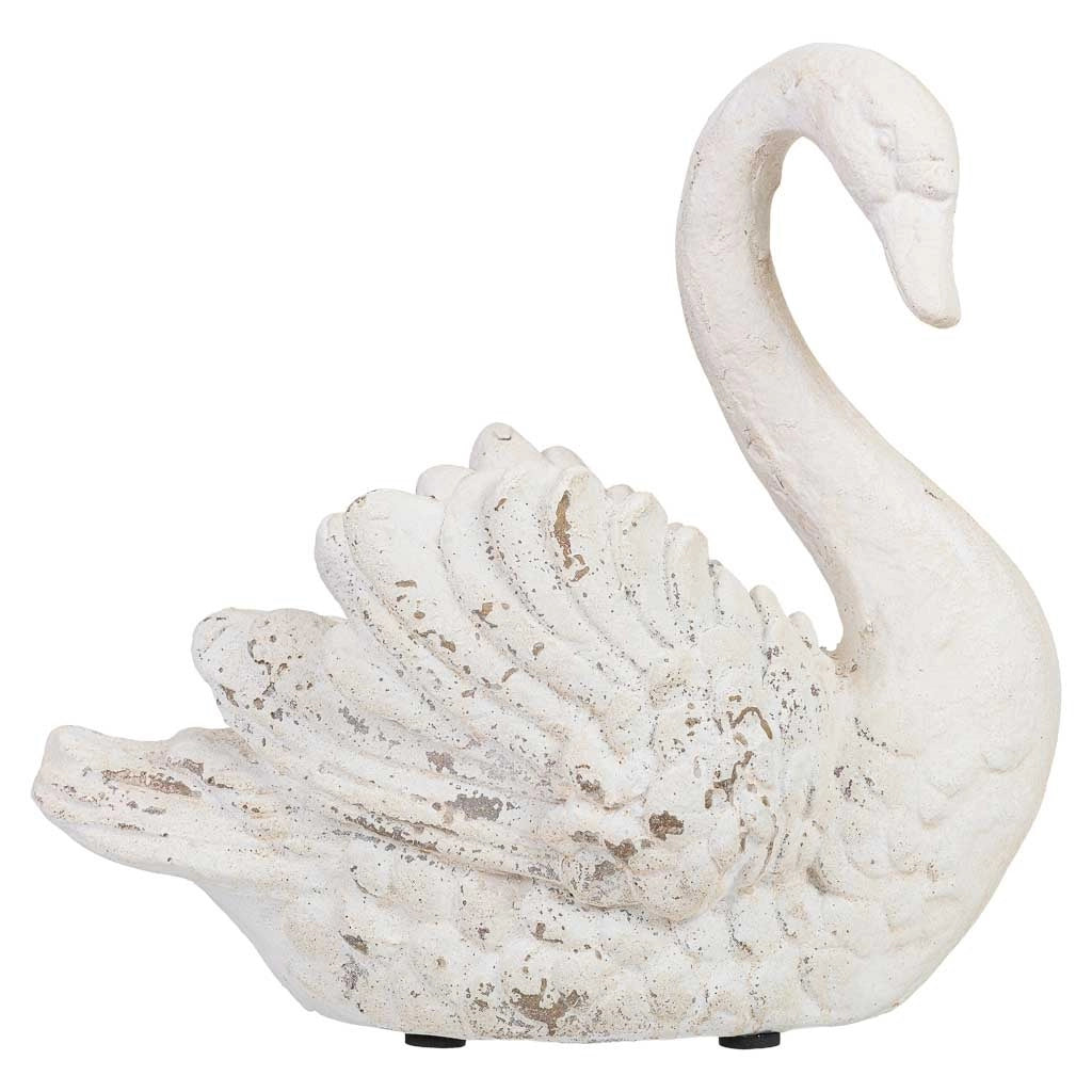 Vaso in resina bianca a forma di cigno, 41x21,5x40,5 cm