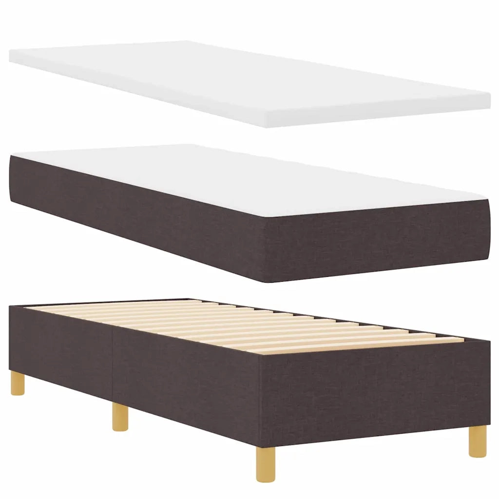 Letto a molle con materasso Marrone Scuro 80 x 200 cm Tessuto