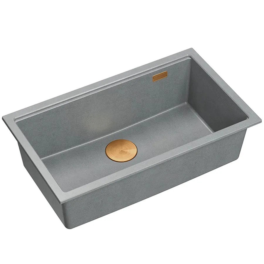 Lavello In Granito Logan 110 Grey Metallic Tappo rame spazzolato