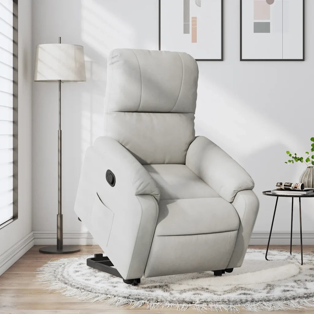 Poltrona | Sedia Relax Alzapersona Reclinabile Grigio Chiaro Microfibra